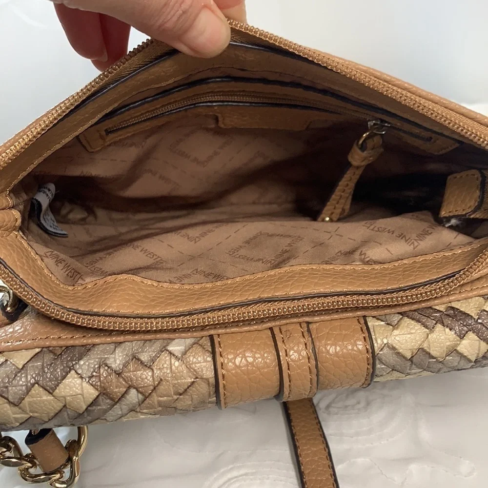 Nine West Gleam Team Faux Snakeskin Crossbody Bag - Tan/Grey/Cream, 60424769-4XE